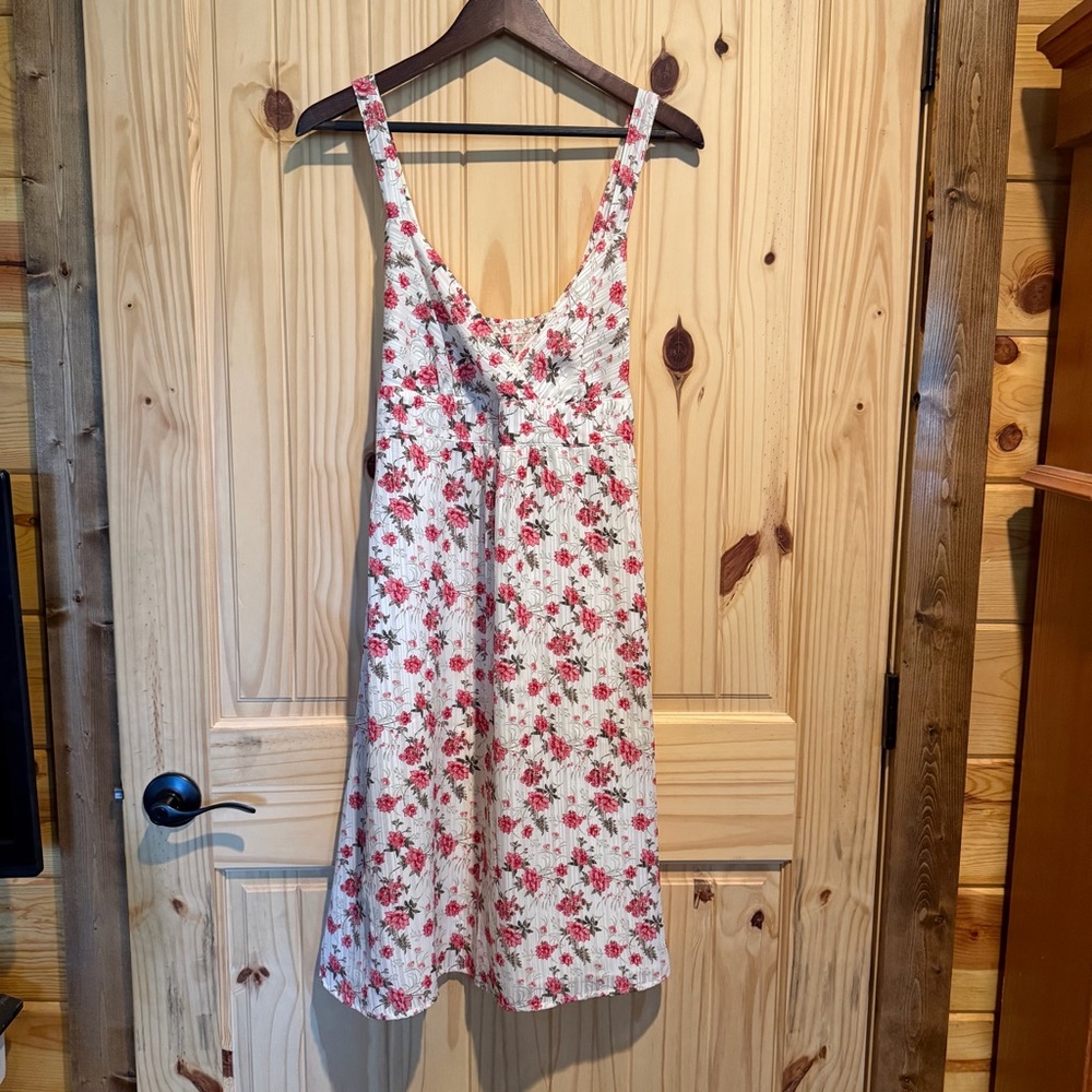 Roper Womens Floral Smocked Back Sundress White Pink Red Medium 357-590-520RE